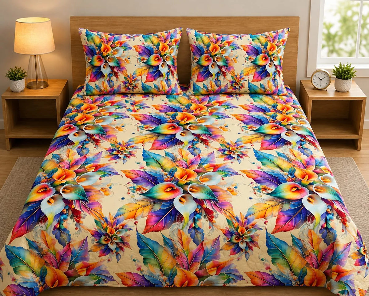 3D Printed Bedsheet with 2 Pillow Covers – 3-Piece Set