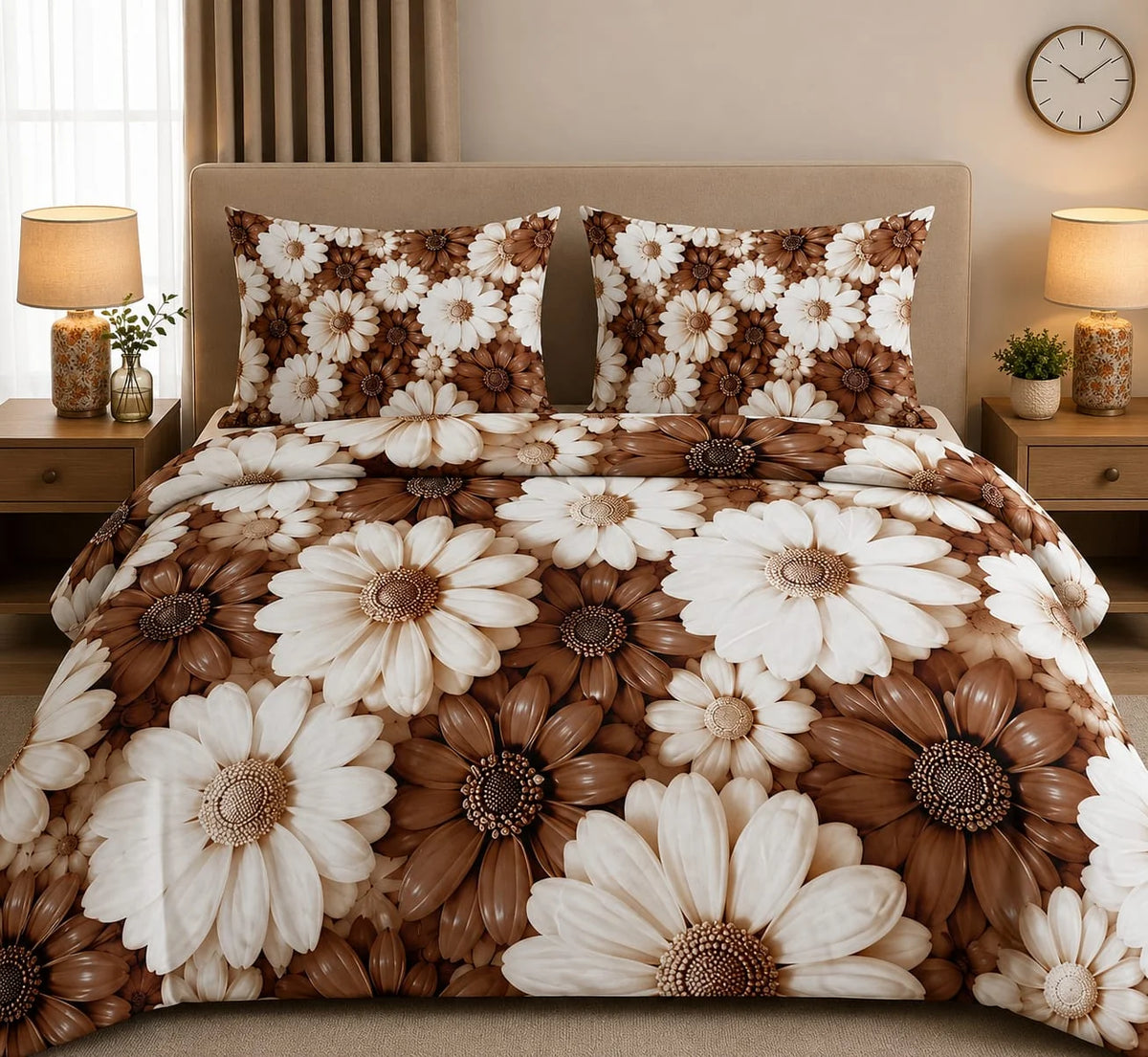 3D Printed Bedsheet with 2 Pillow Covers – 3-Piece Set