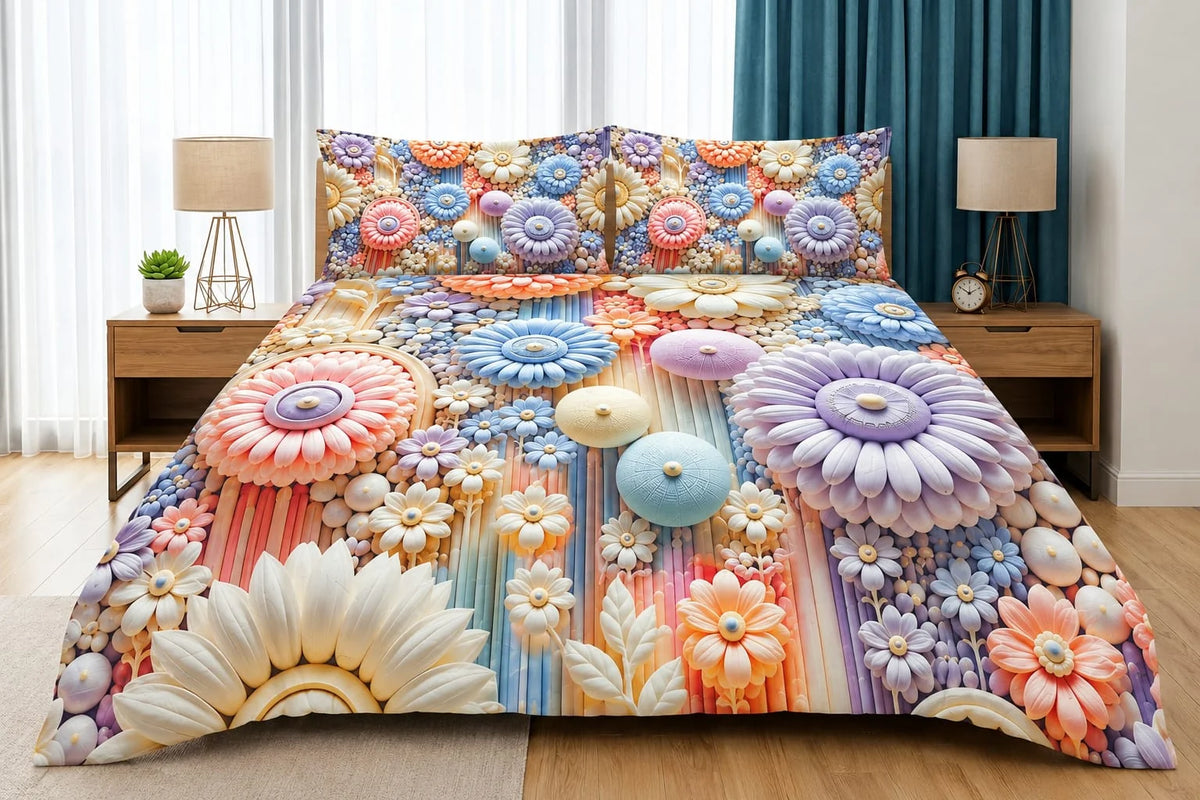 3D Printed Bedsheet with 2 Pillow Covers – 3-Piece Set