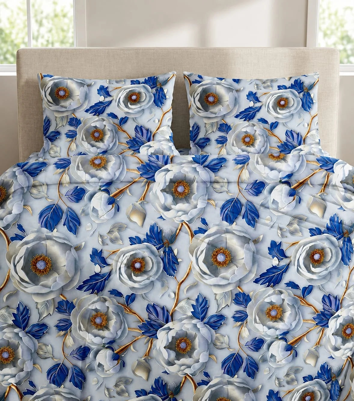 3D Printed Bedsheet with 2 Pillow Covers – 3-Piece Set